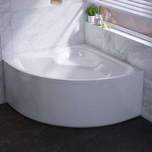 Nook corner bathtub with seat in casual chalk finish, back-to-wall lucite soaking design, 51.2 by 51.2 inches main product image