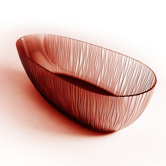 Oval-shaped ink resin freestanding bathtub with roll top, designed for soaking therapy and simplistic style