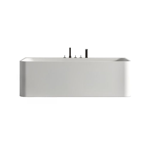 Ink freestanding rectangular bathtub with 3 handles, compression faucet, and back to wall design