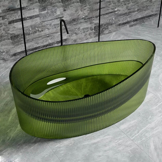 Oval 71-inch double soaking bathtub made of transparent green resin main product image