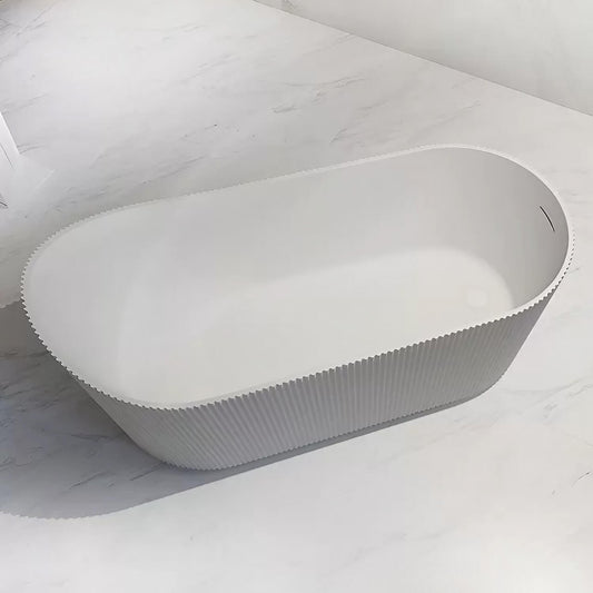 White 67-inch acrylic oval bathtub with single-soaker design for comfortable bathing main product image