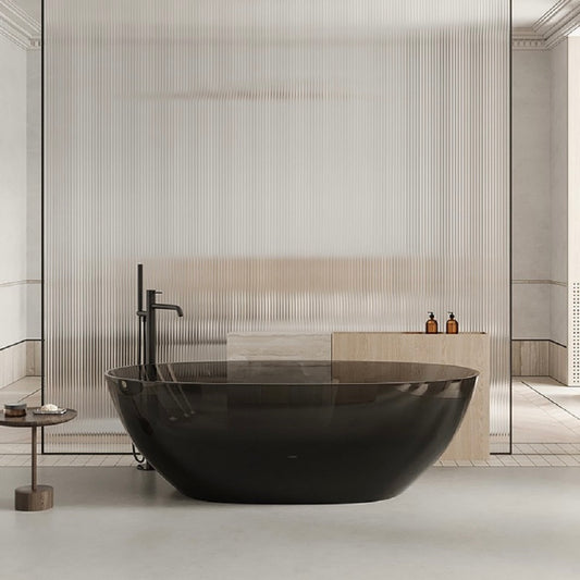 Modern 70 inch black floor-standing transparent resin soaker bathtub main product image