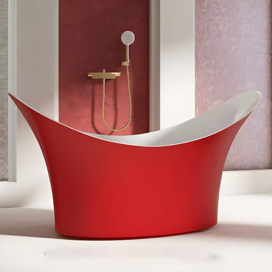 Modern freestanding double slipper acrylic soaking bathtub with slip-resistant surface