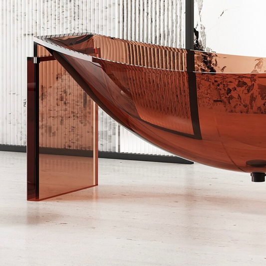 Orange 70 inch transparent resin boat-shaped modern soaker bathtub