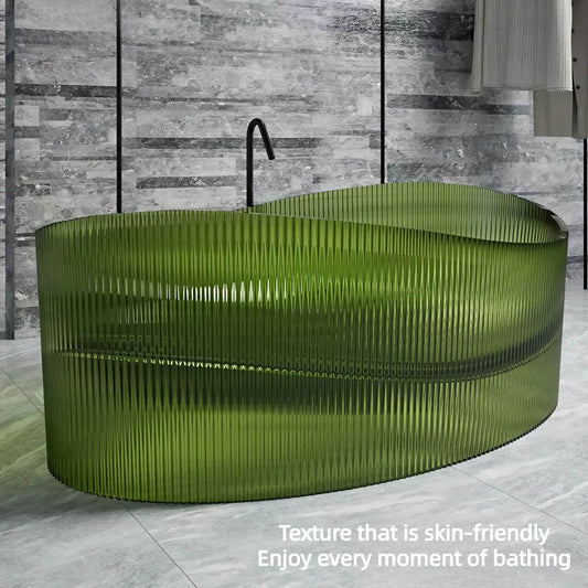 Oval 71-inch double soaking bathtub made of transparent green resin