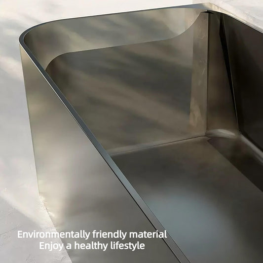 Black 67-inch rectangular resin single soaker bathtub with sleek modern design
