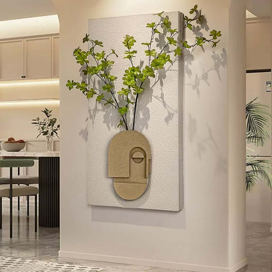 3D Wall-Mounted Artificial Plant with Sandstone Panel and Green Foliage Main Product Image
