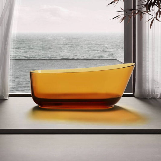 Oval freestanding resin bathtub with single slipper design for casual soaking