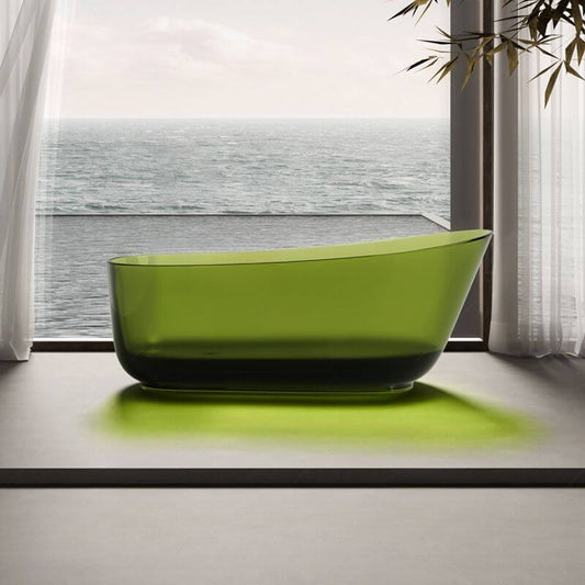 Oval freestanding resin bathtub with single slipper design for casual soaking