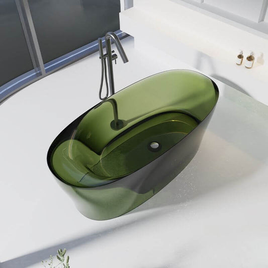 Freestanding oval roll top bathtub with soaking design, 63 by 30 inches, casual style