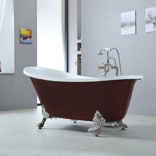 Elliptical Lucite clawfoot bathtub with single slipper design for comfortable soaking