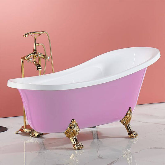 Elliptical Lucite clawfoot bathtub with single slipper design for comfortable soaking