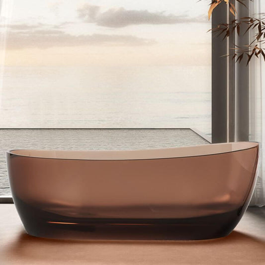 Oval freestanding resin bathtub with single slipper design for casual soaking
