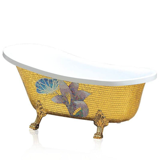 Silver modern Lucite elliptical clawfoot bathtub with single slipper soaking design