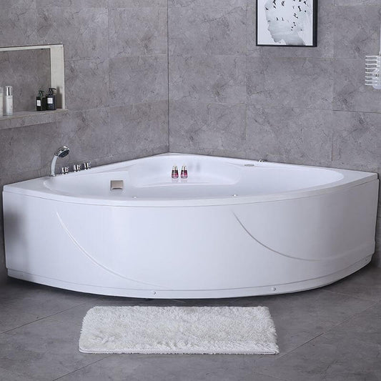 White triangular back-to-wall corner bathtub, 44 by 44 inches, contemporary style tub only main product image