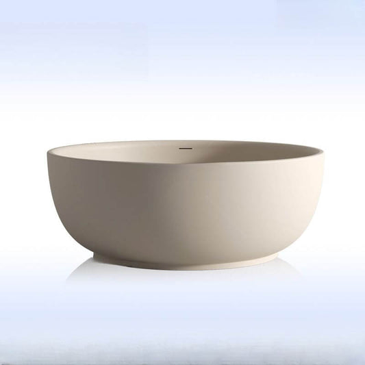 Ink Orbicular freestanding bathtub with roll top design, perfect for casual soaking, 47 by 47 inches