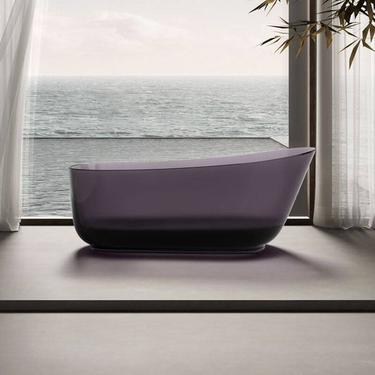 Oval freestanding resin bathtub with single slipper design for casual soaking