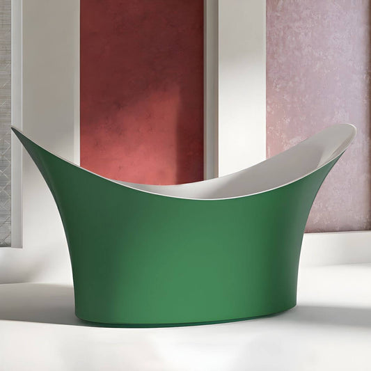 Modern freestanding double slipper acrylic soaking bathtub with slip-resistant surface