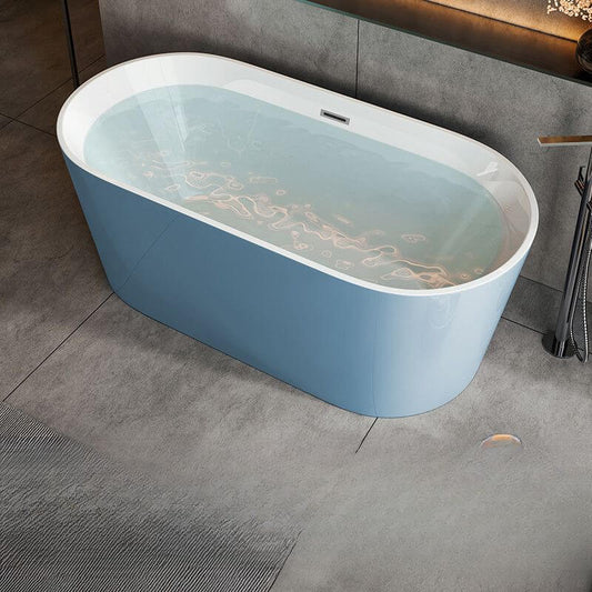 Oval Ink freestanding bathtub with roll top, contemporary style, made of polymethyl methacrylate, 47 by 26 inches