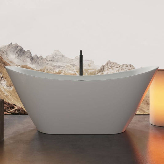 Casuelle Plexiglas-Ellipsenbadewanne mit Holzoptik