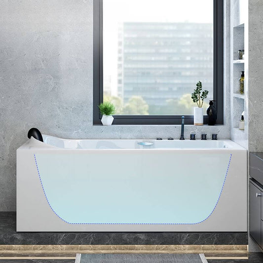 Rectangle alcove bathtub with 3 handles and back to wall valve in chalk polymethyl methacrylate main product image