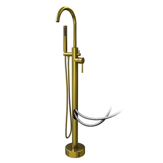 Modern floor mounted copper bathtub faucet with valve and trims for elegant bathroom design