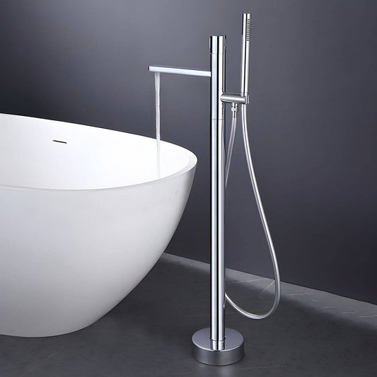 Freestanding copper bathtub faucet with hand shower for elegant bathroom design