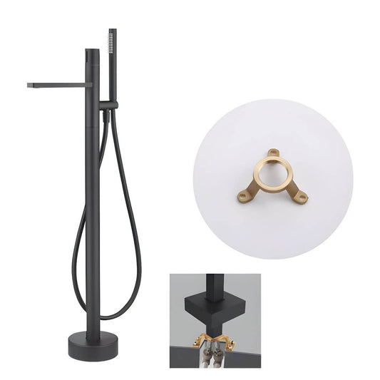 Copper bathtub faucet with hand shower and volume control, elegant modern design