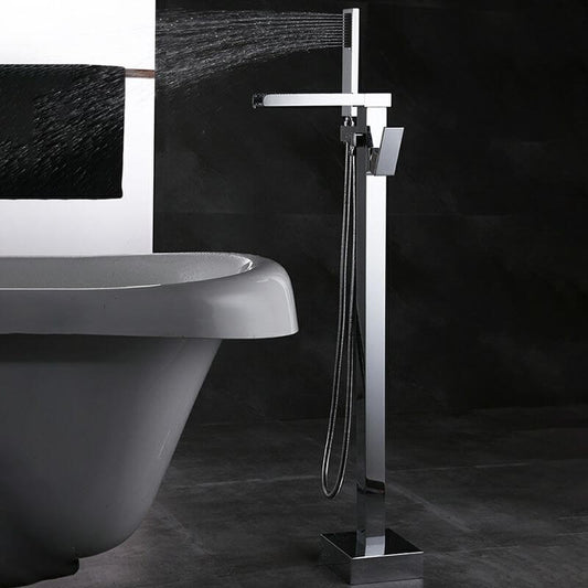 Copper free standing bathtub faucet with hand shower and scratch resistant finish