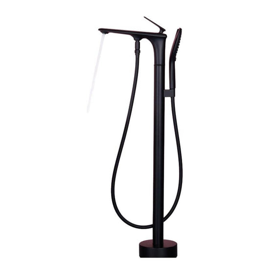 Modern free standing bathtub with hand shower and valve for a luxurious bathroom experience