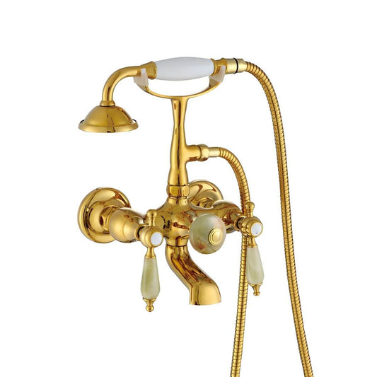Copper bathtub faucet with hand shower and flexible hose for modern bathroom