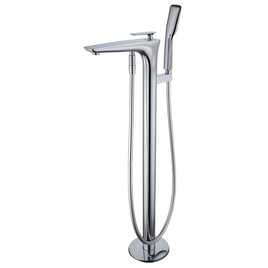 Copper free standing bathtub faucet with hand shower and hose for modern bathroom