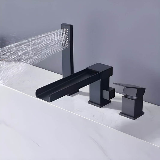 Moderner Badewannen-Armaturensatz in Schwarz