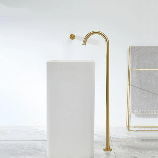 Free standing bathtub faucet with waterfall spout and knob handle, valve included