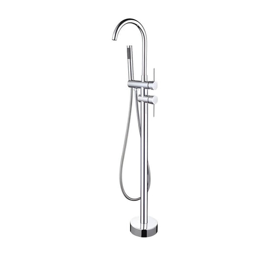 Copper free standing bathtub faucet with modern lever handles and hand shower, FCC certified