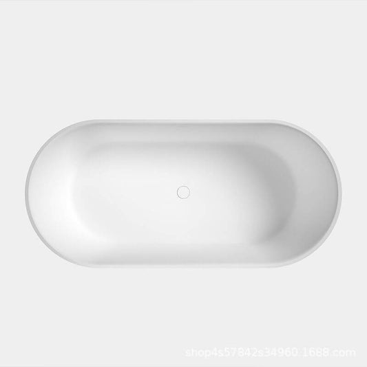 Stone oval freestanding bathtub with roll top, modern simple style for comfortable soaking