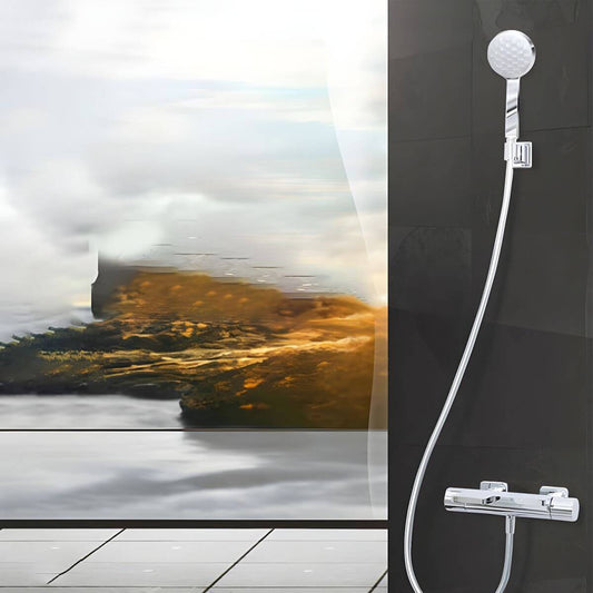 Chrome wall-mounted bathtub spout with hand shower and hose, made of durable copper material main product image