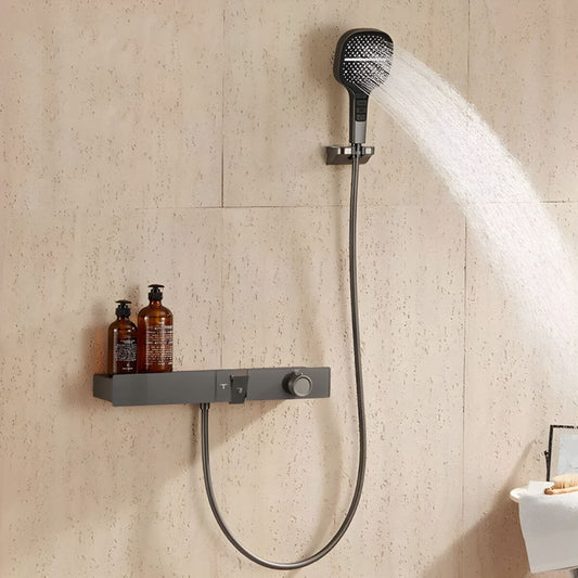 Copper wall mounted bathtub faucet set with hand shower and flexible hose included