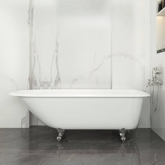 Asymmetrical freestanding cast iron bathtub with porcelain enamel finish for a simplistic look main product image