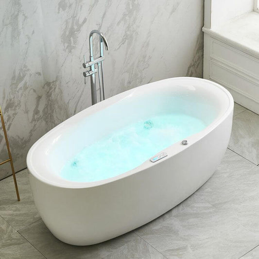 Freestanding roll top bathtub with thermostat, massage feature, 3 handles, valve, heater, and cartridge faucet main product image