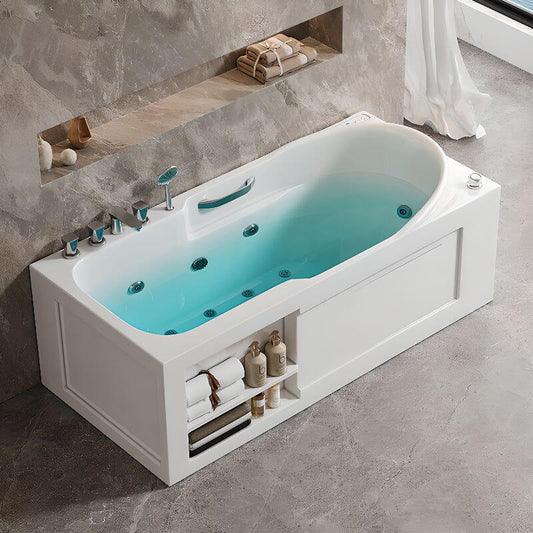 Freestanding thermostatic bathtub with massage jets, 3 handles, valve, and overflow hole main product image