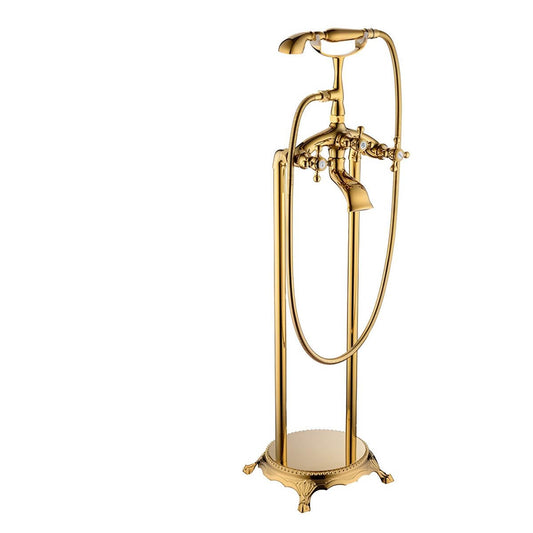 Bec de baignoire traditionnel avec poignée métallique et tuyau en acier inoxydable