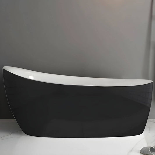 Modern white acrylic oval freestanding soaking bathtub with reserve installation holes