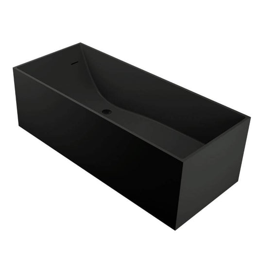 Freestanding coal stone bathtub with rectangle casual back-to-wall soaking design