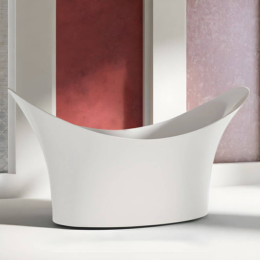Modern freestanding double slipper acrylic soaking bathtub with slip-resistant surface