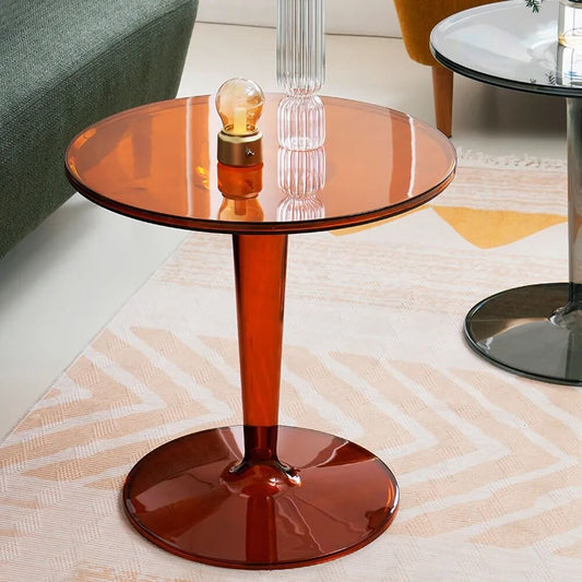 Amber Acrylic Modern Round Pedestal Table Main Product Image