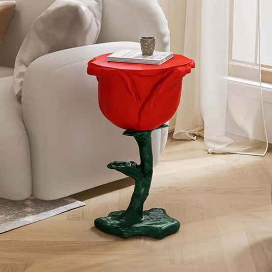 Art Deco Red Resin Rose Novelty Side Table Main Product Image