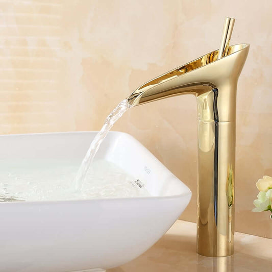 Ashfie Collection Traditional Brass Vessel Faucet with Waterfall Spout Main Product Image