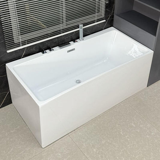 Contemporary Ink rectangular freestanding bathtub with back to wall design, polymethyl methacrylate material