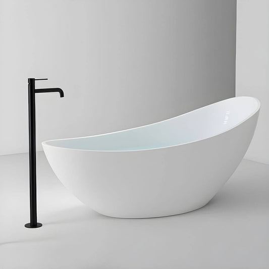 Oval acrylic freestanding soaking bathtub with single slipper design for modern bathrooms